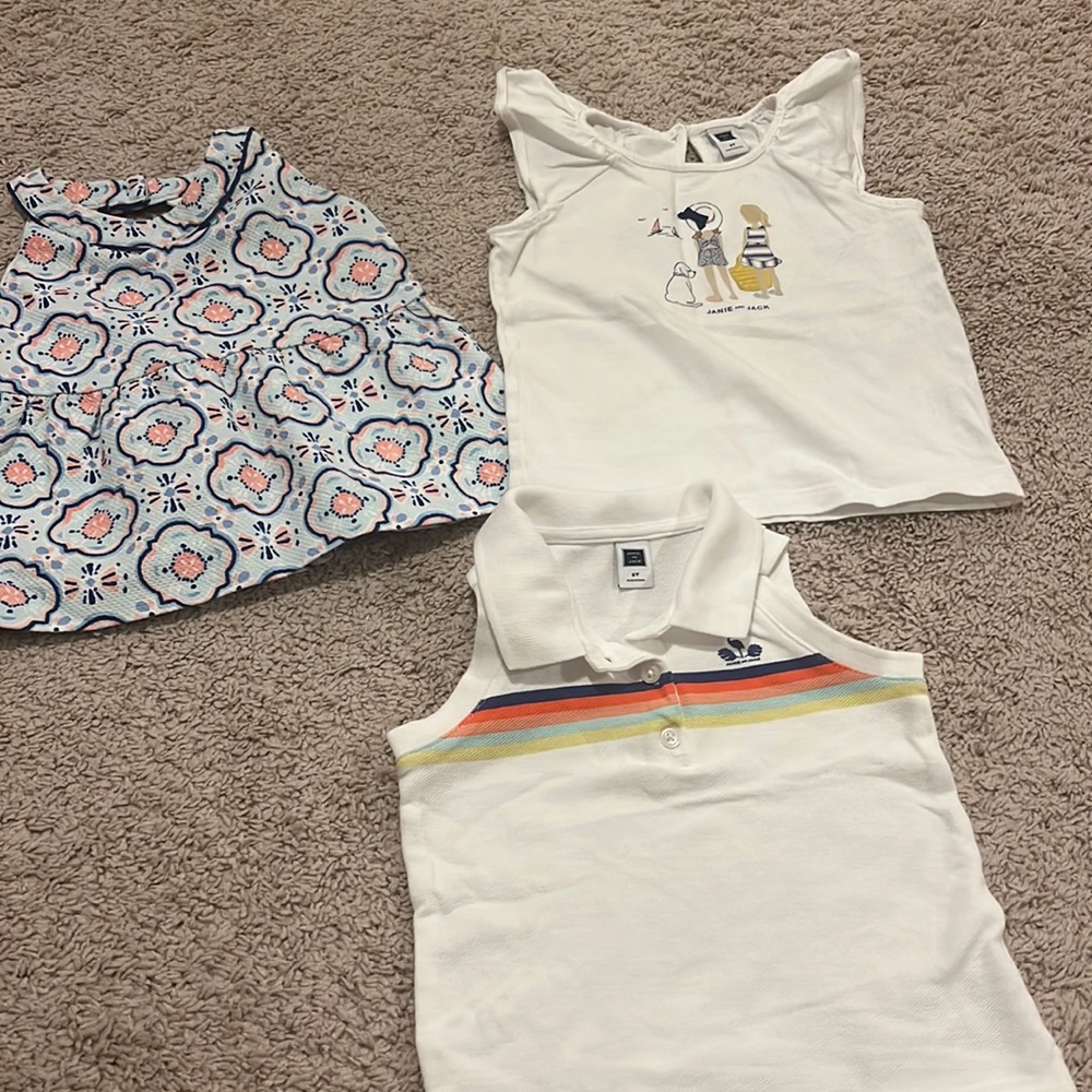 Lot of 3 Janie and Jack Baby Girl tops